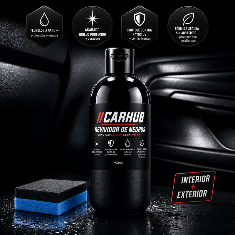 Kit "Efecto Nuevo": Restaurador de Plásticos CarHub + Aplicador GRATIS