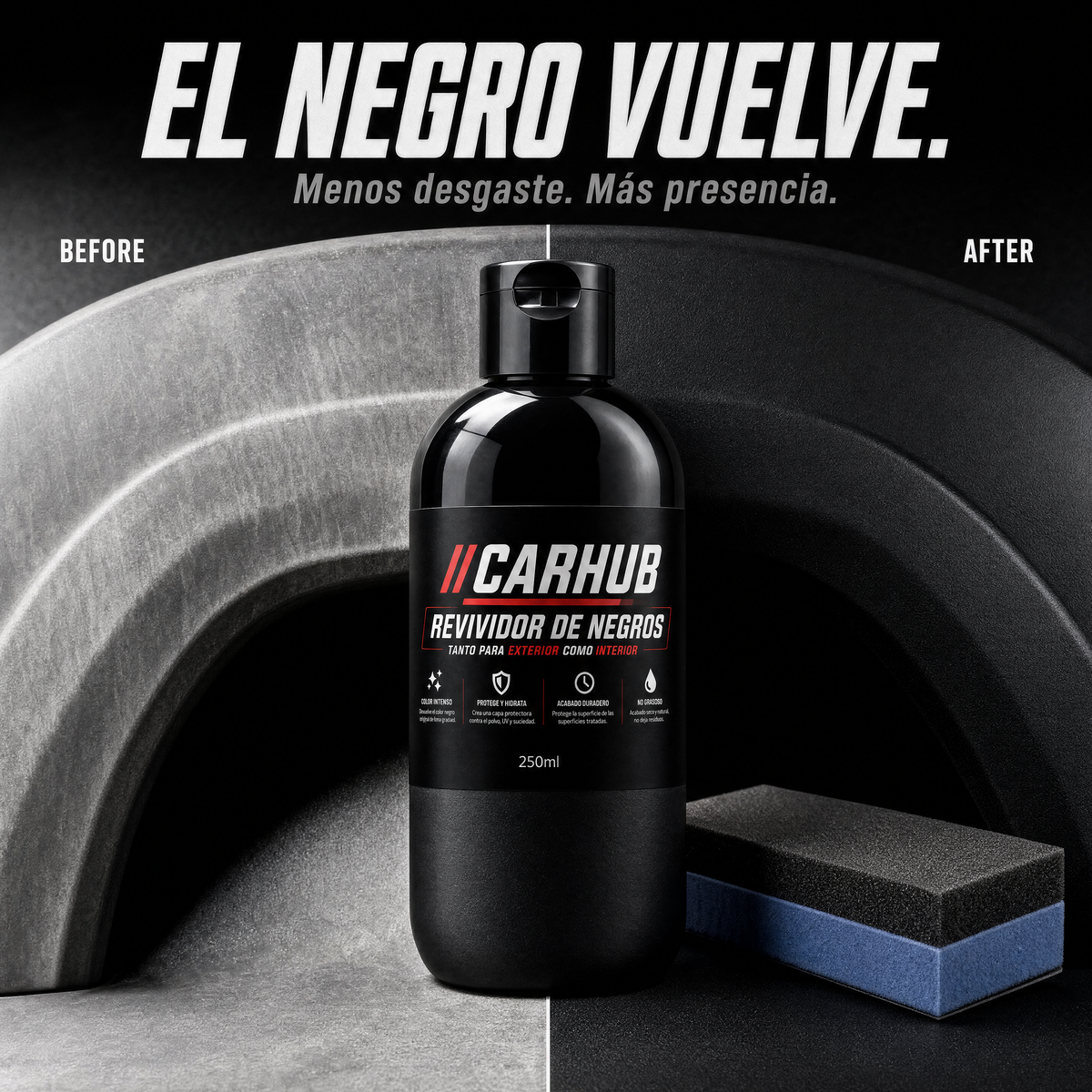 Kit "Efecto Nuevo": Restaurador de Plásticos CarHub + Aplicador GRATIS — imagen 3 de 7